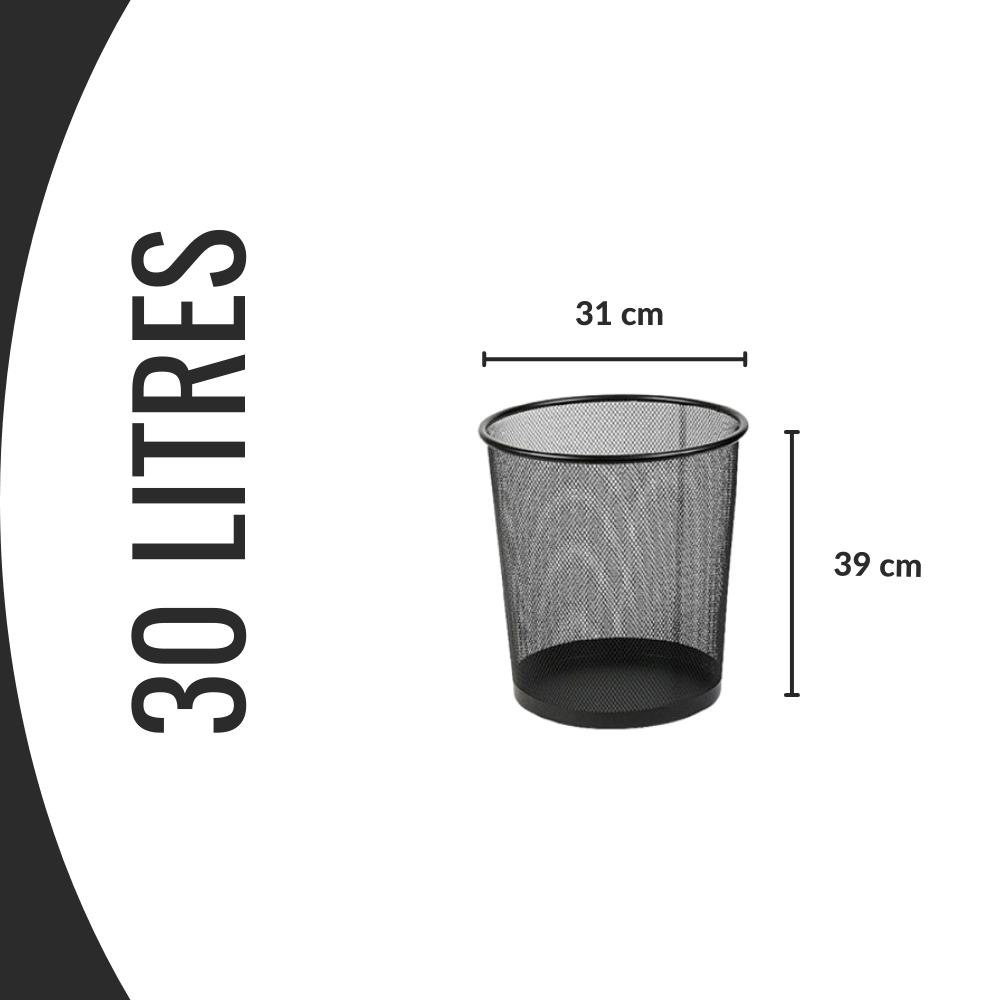 Sac poubelle à lien coulissant - 30L - Noir - 500 sacs - 23µ
