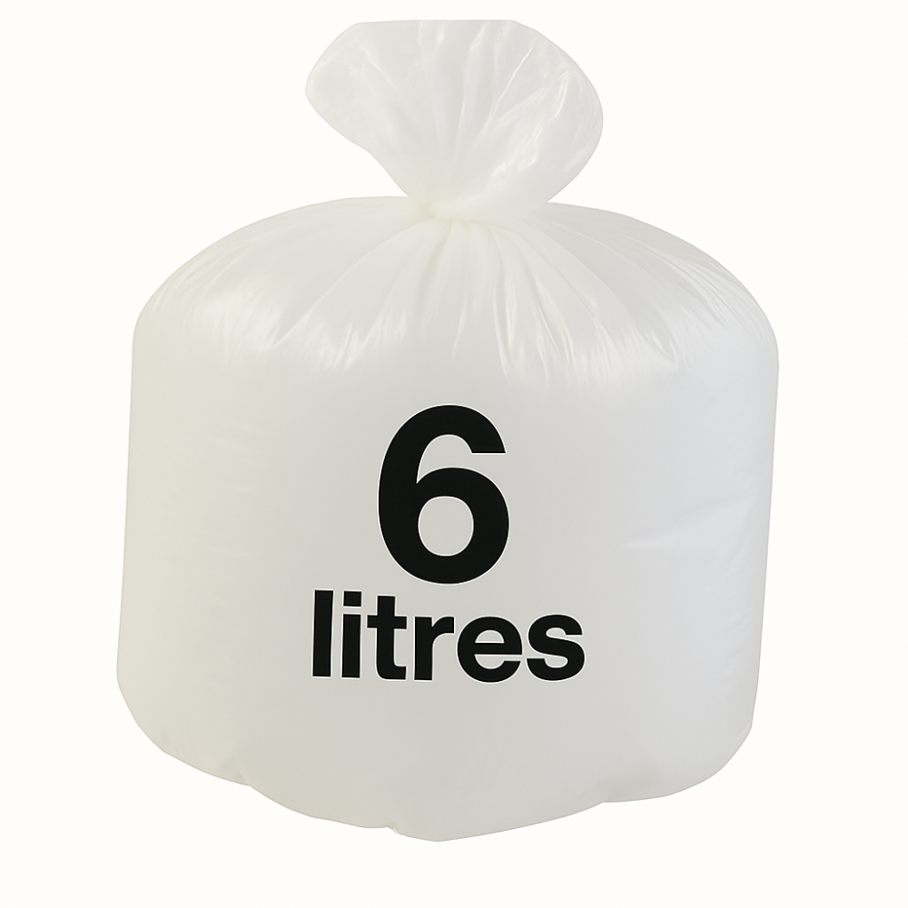 Sac poubelle - 6L - Blanc - 2000 sacs - 10µ