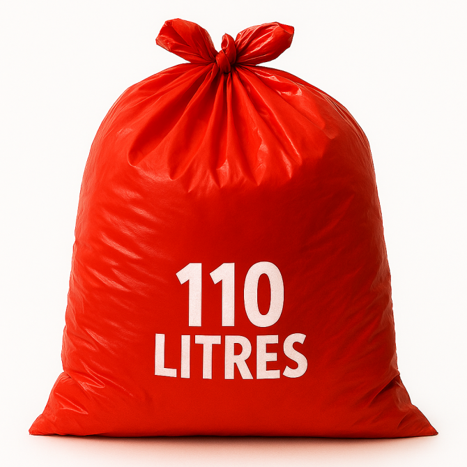 Sac poubelle - 110L - Rouge - 200 sacs - 40µ